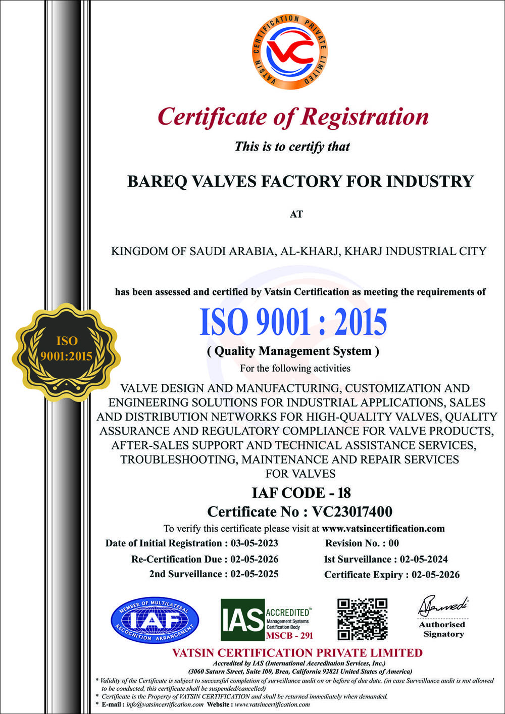 ISO certificate