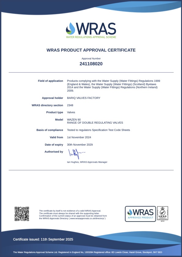 WRAS certificate