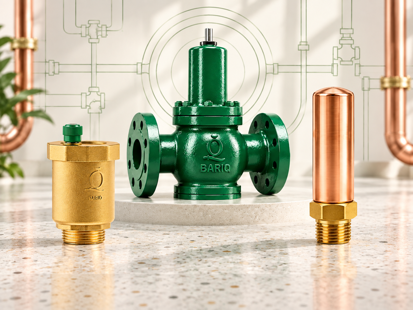 BARIQ air vent, pressure reducing valve and water hammer arrestor